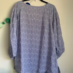 Loft Striped Eyelet Blue Women's Top
